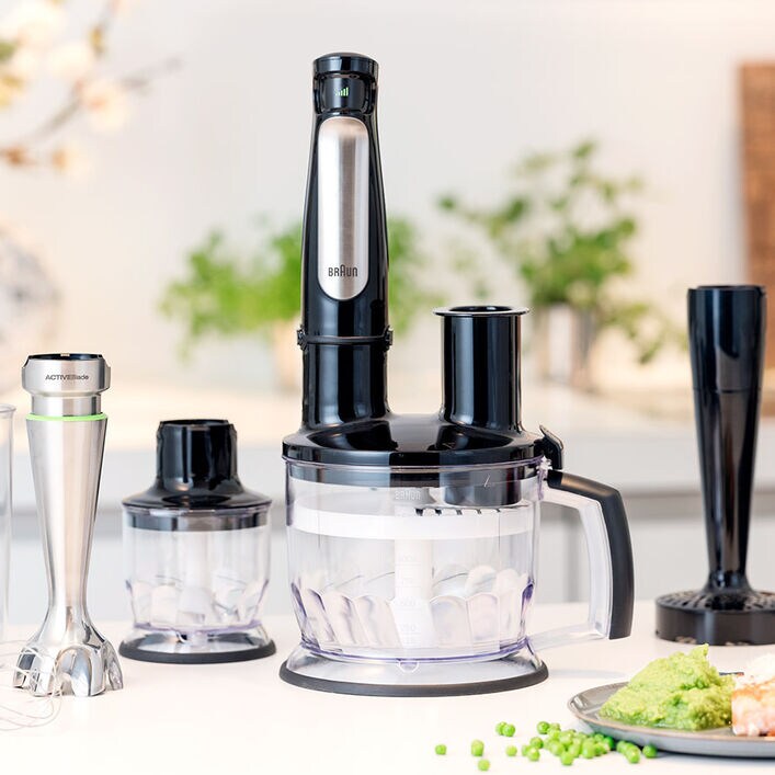 Braun Multi Quick Immersion Hand Blender +1.5-Cup Food Processor, Whisk,  Beaker, Masher, MQ7027