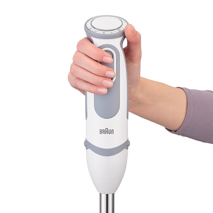 Braun Minipimer hand blender 5235, 1000 W, 21 speeds and Turbo function,  anti-splash Hood, Powerbell Plus, Easy-Click, includes rods, 500ml grinder,  600 color: white. Vegetable gift bag