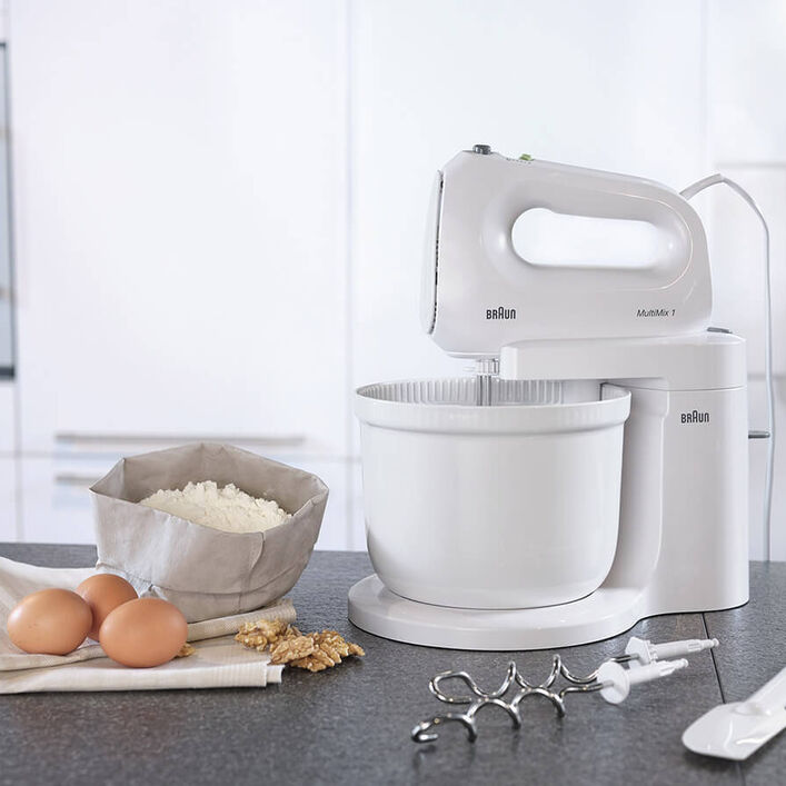 Batteur electrique hm3135wh 3 en 1 - pied mixer + mini hachoir blanc Braun