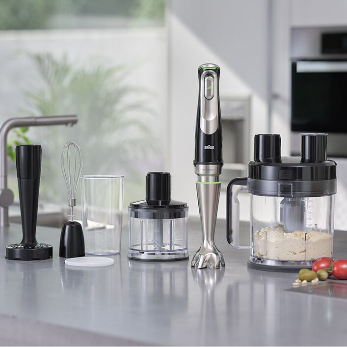 Braun Multiquick 9 Hand Blender with Active Blade Technology and Food  Processor Attachment 