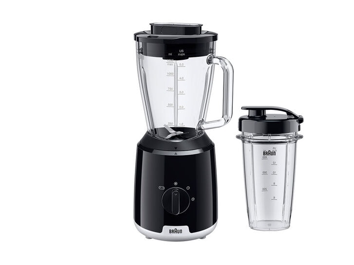 Braun JB7201BK PureMix Power Licuadora con jarra de plástico y vaso de  mezcla Smoothie2Go, color negro